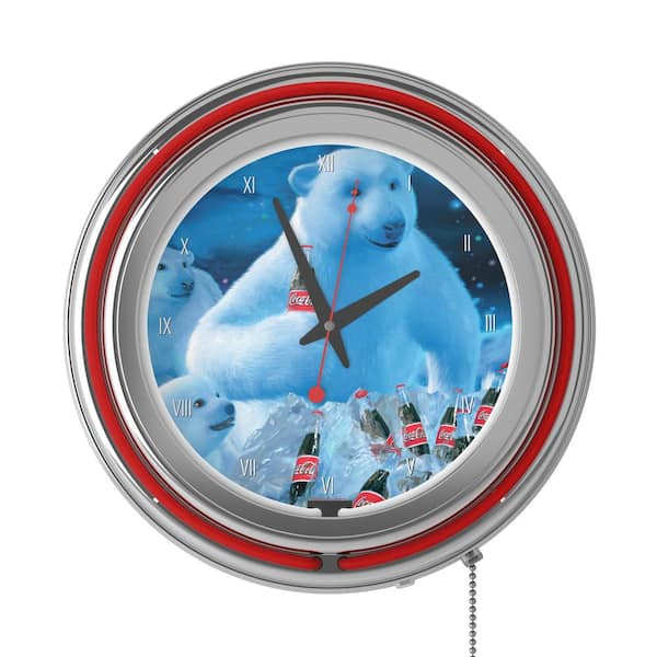 Trademark 14 in. Coca-Cola Polar Bears with Coke Bottle & Cubs Neon Wall Clock