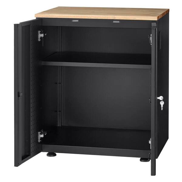 Husky - Heavy Duty Welded 20-Gauge Steel 2-Door Garage Base Cabinet in Black (28 in. W x 32 in. H x 21.5 in. D)