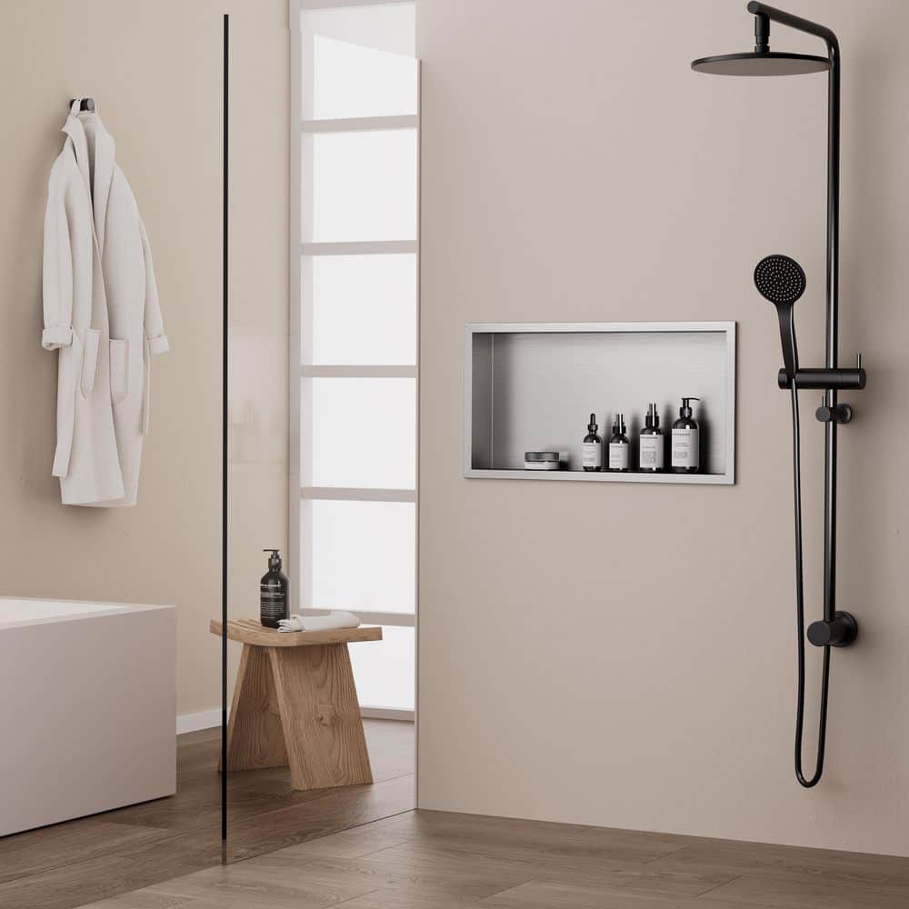 24 in. W x 12 in. H x 4 in. D Waterproof Recessed Shower Niche Space-Saving Storage Shelf in Brushed Gold price history on PriceWatchPro
