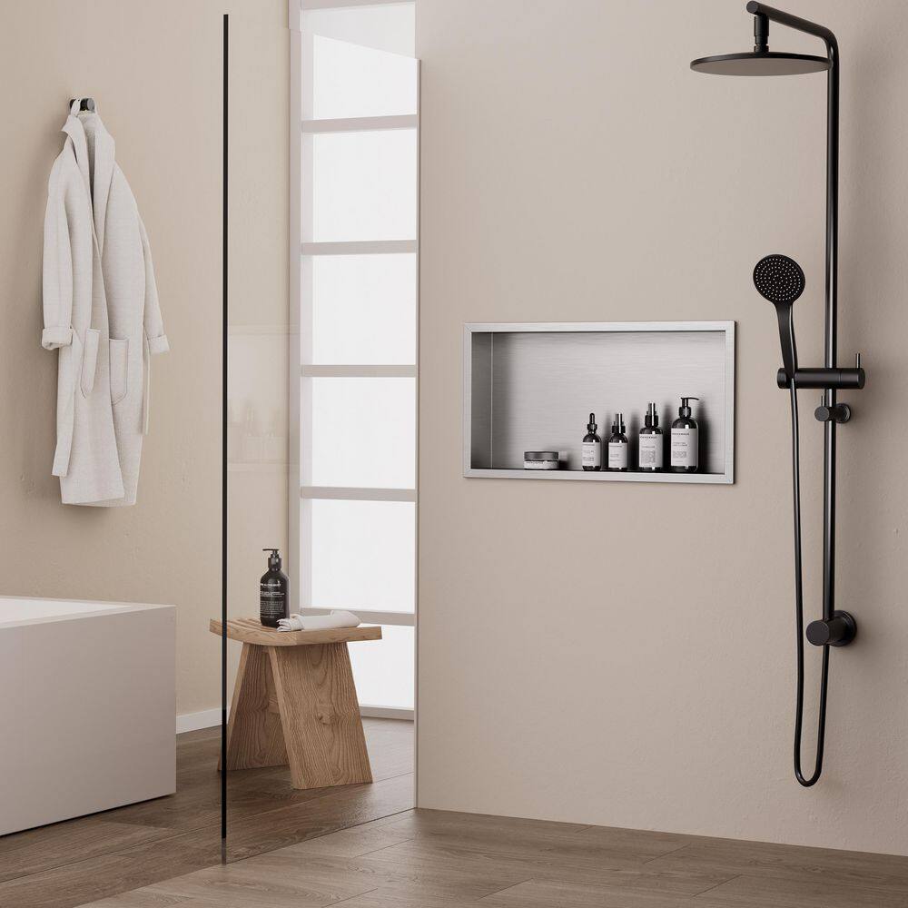 24 in. W x 12 in. H x 4 in. D Waterproof Recessed Shower Niche Space-Saving Storage Shelf in White, with LED Light price history on PriceWatchPro