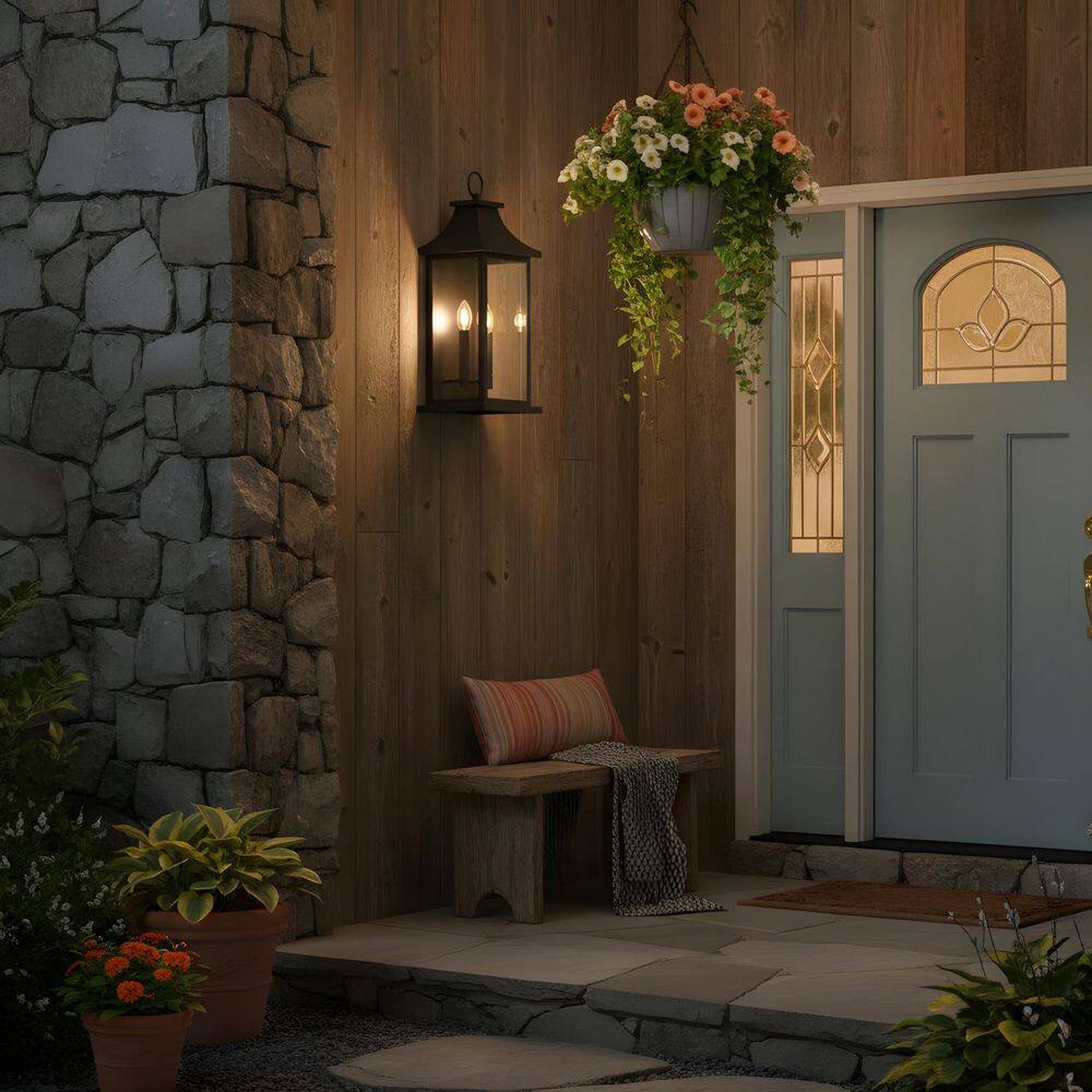 22.2 in. 2-Light Black Outdoor Wall Sconce without Bulb for Porch, Garage or Entry Lighting（1-Pack） price history on PriceWatchPro