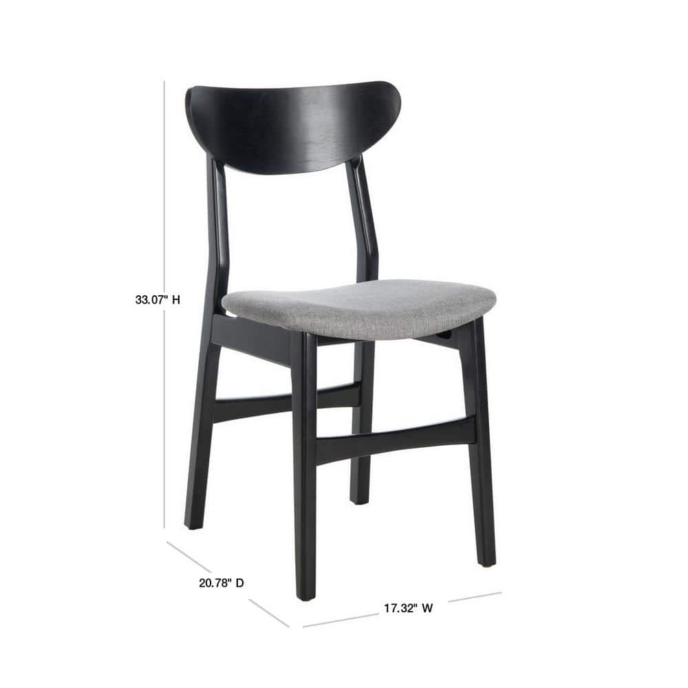 Lucca Black Wood Side Chair with Grey Cushion