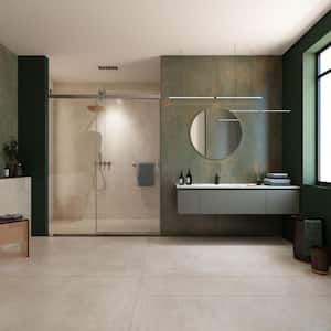 72 in. W x 76 in. H Single Sliding Frameless Shower Door with 3/8 in. Clear Glass and Buffer Function, Brushed Nickel