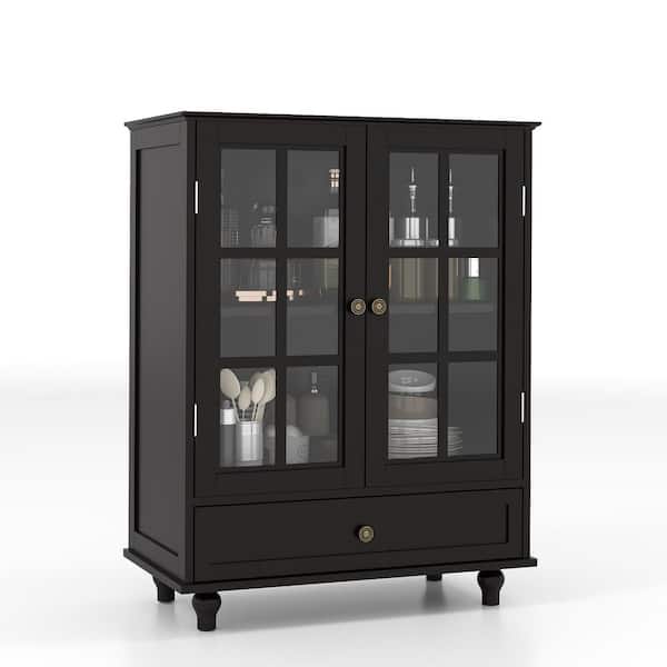 28 in. W x 15 in. D x 36.22 in. H Bathroom Black Linen Cabinet