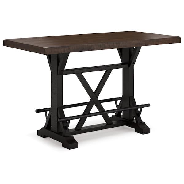 Signature Design By Ashley Valebeck Casual Brown Wood 30 in Trestle Counter Height Dining Table Seats 4