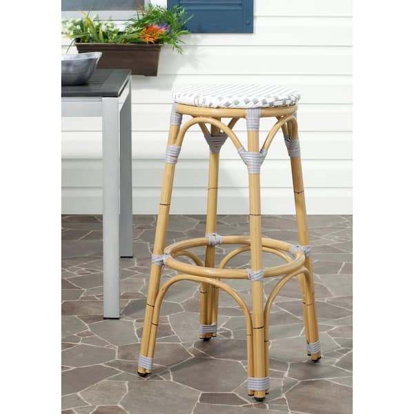 Kipnuk 30.7 in. Gray/Beige/White Bar Stool