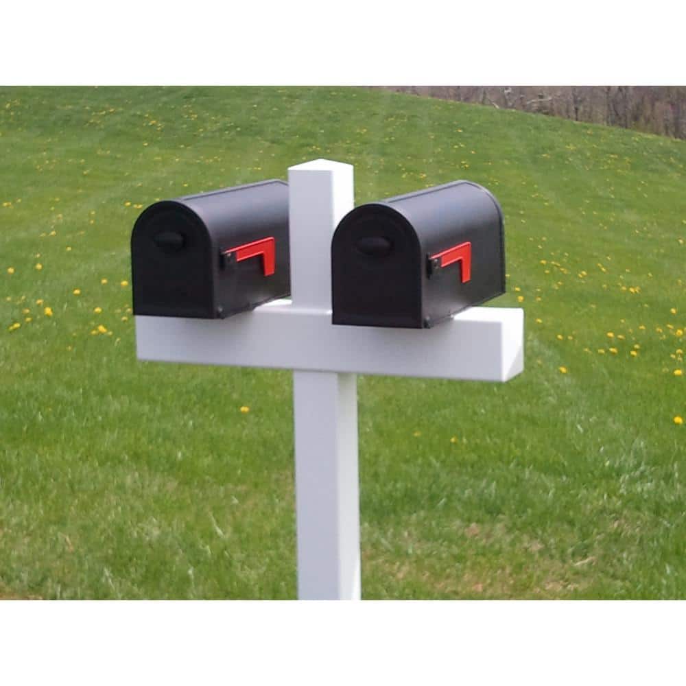 Handy Post 54 in. x 31 in. x 5 in. Vinyl Double Mailbox Post, White HP ...