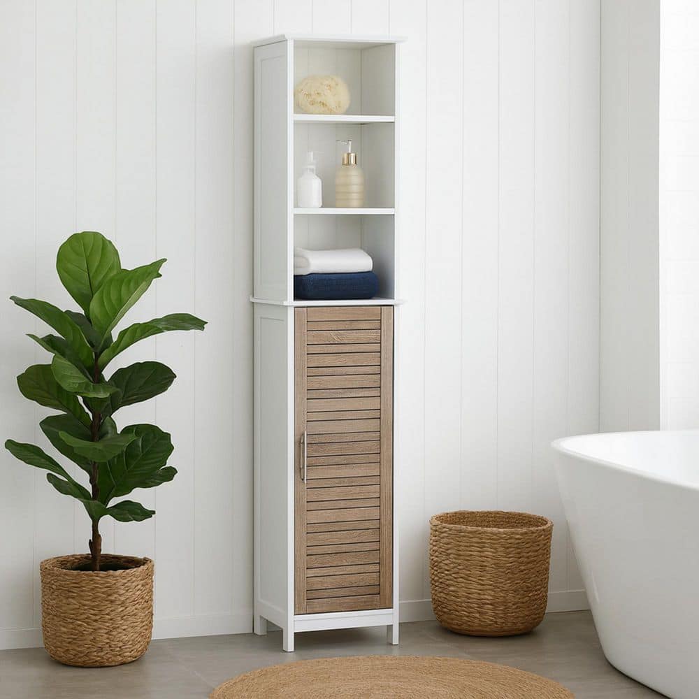 Stockholm 13.13 in. W x 10.4 in. D x 68 in. H Free standing Linen Tower Cabinet Brown price history on PriceWatchPro