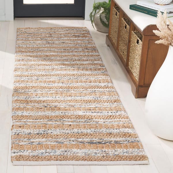 Natura 2 ft. x 8 ft. Natural/Brown Modern Striped Runner Rug
