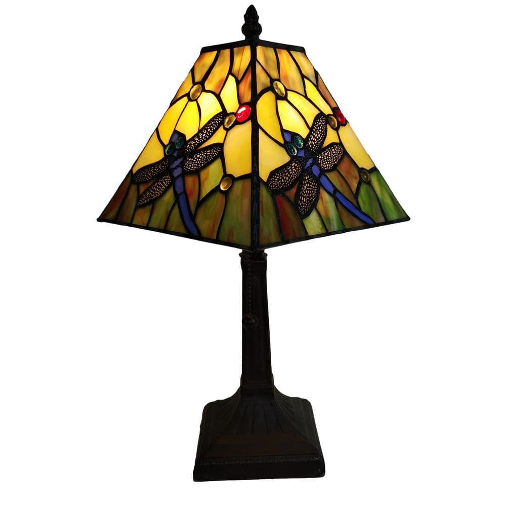 Tiffany Style Stained Glass Dragonfly Table Lamp
