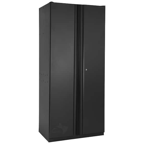 36 in. W x 81 in. H x 24 in. D Heavy Duty Welded 20-Gauge Steel Garage Freestanding Cabinet in Black