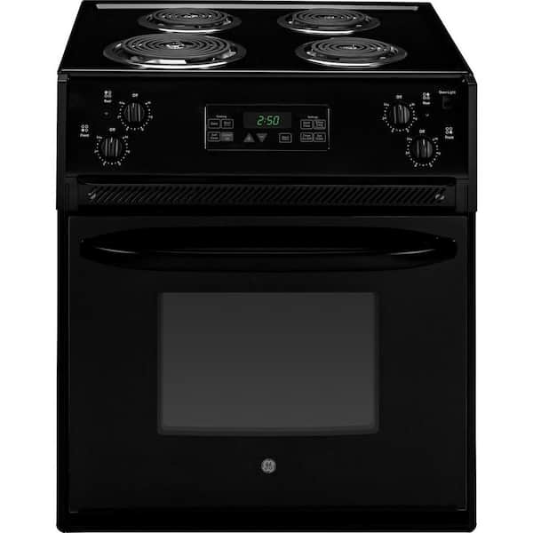 GE 27 in. 3.0 cu. ft. Drop-In Electric Range with Self-Cleaning Oven in Black