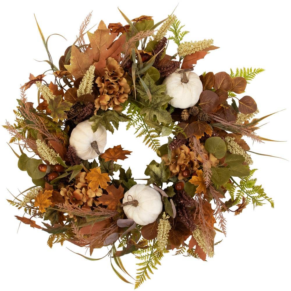 26 in. Unlit Pumpkins and Leaves Artificial Fall Harvest Wreath price history on PriceWatchPro