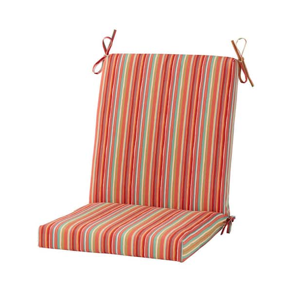 20 in x 19 in Outdoor High Back Chair Pad, Watermelon Stripe