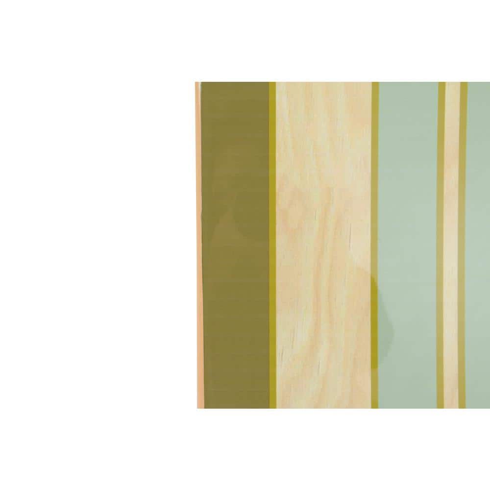 Green and Light Brown Striped Wooden Surfboard Wall Decor
