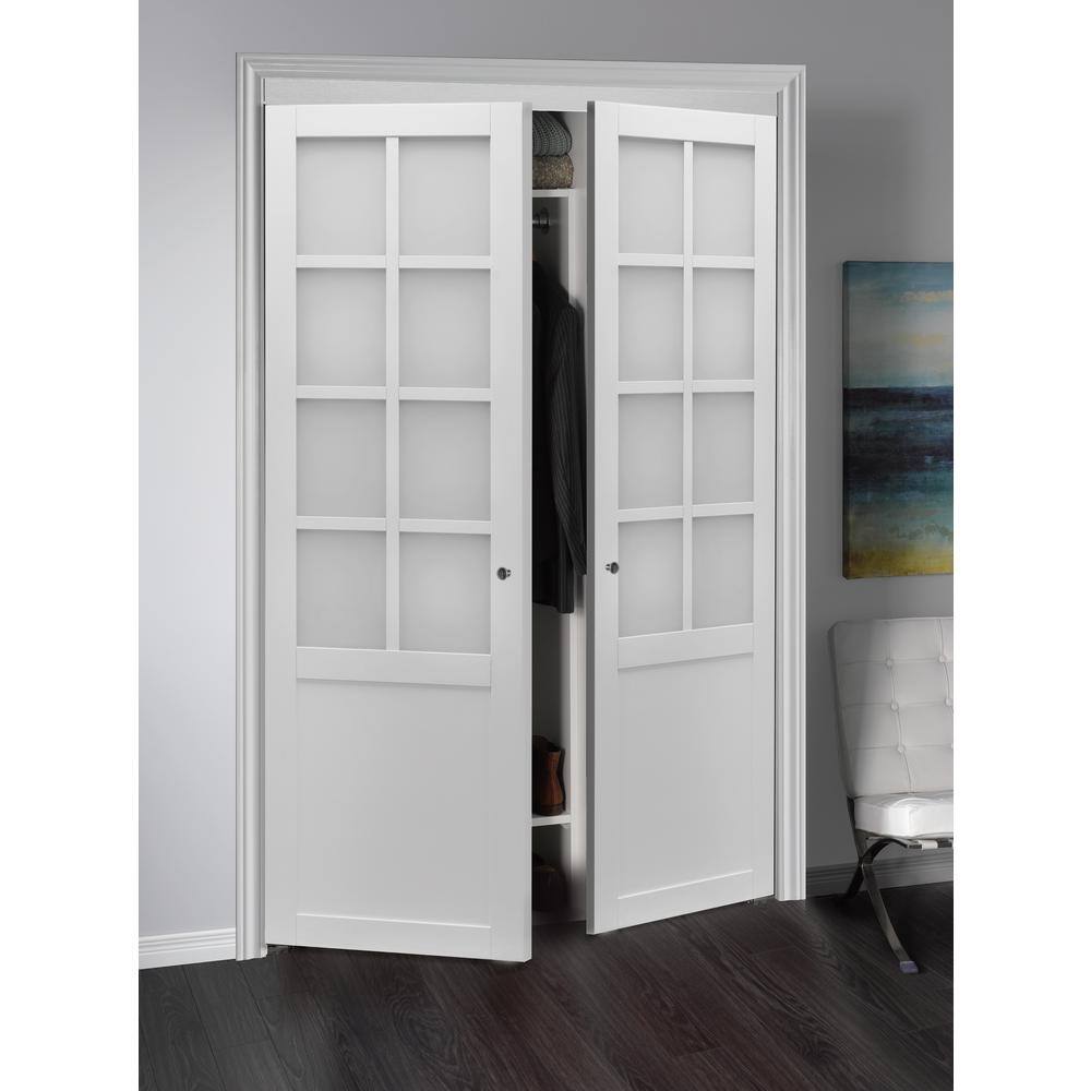Provincial 60" White Frosted Glass Pivot Closet Door