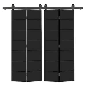 CALHOME 60 in. x 80 in. 1-Panel Shaker Black Painted MDF Composite