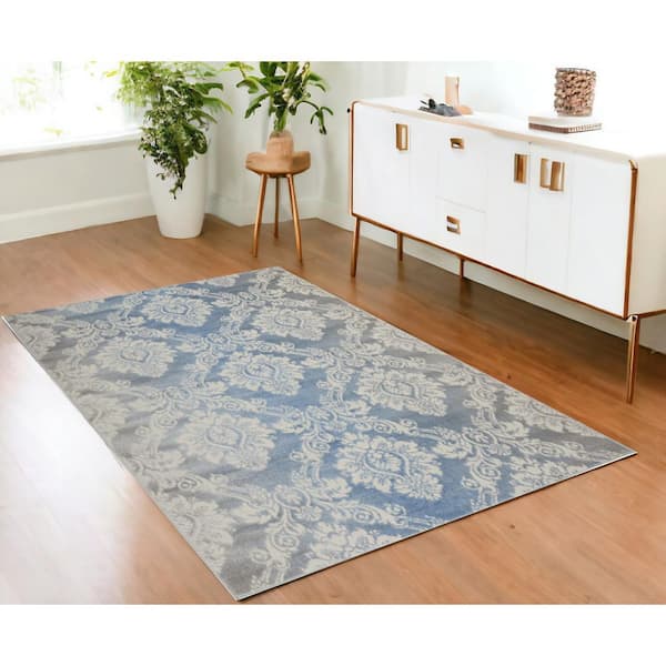 2 ft. x 7 ft. Ivory Trellis Washable Area Rug