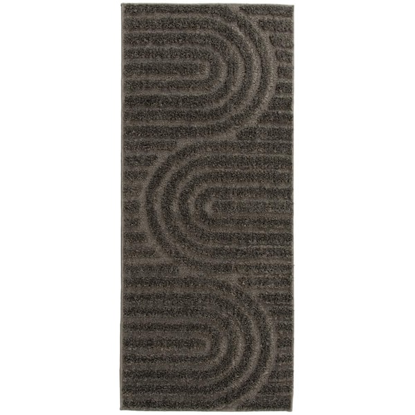 StyleWell Oathil Dark Iron Gray 2 ft. x 5 ft. Geometric Runner Rug
