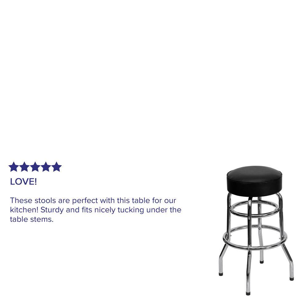 Black and Chrome Swivel Bar Stool with Footrest