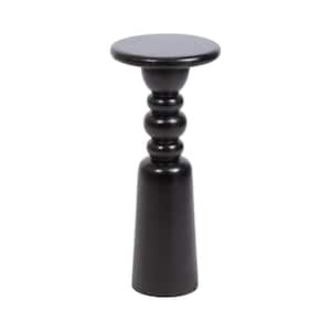 Tirollo 9.50 in. Black Round Solid Wood End Table