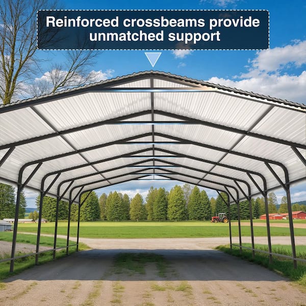 EROMMY 20x30ft Heavy Duty Carport Canopy - Galvanized Steel Frame Garage Shelter For 2 Cars, Boats, Or Farm Equipment (Silver Gray)