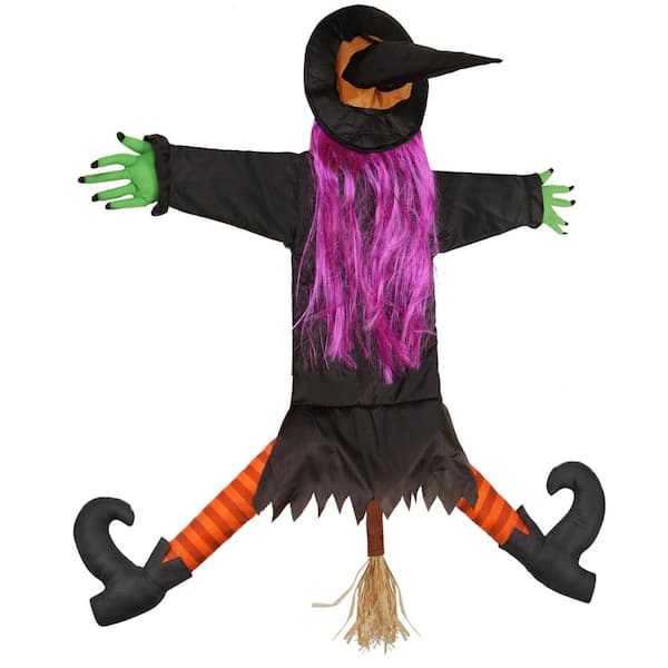 54.3 in. Large Betty Bash Crashing Witch Into Tree Halloween Decoration, Halloween Outdoor Tree Decoration Garden Stake
