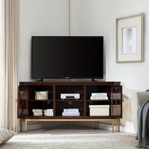 Leick Home 57 In Chocolate Corner Tv, Corner Tv Unit And Console Table