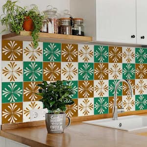 Oldlace, Sienna, Green and Gold R1345 12 in. x 12 in. Vinyl Peel and Stick Tile (24-Pack)