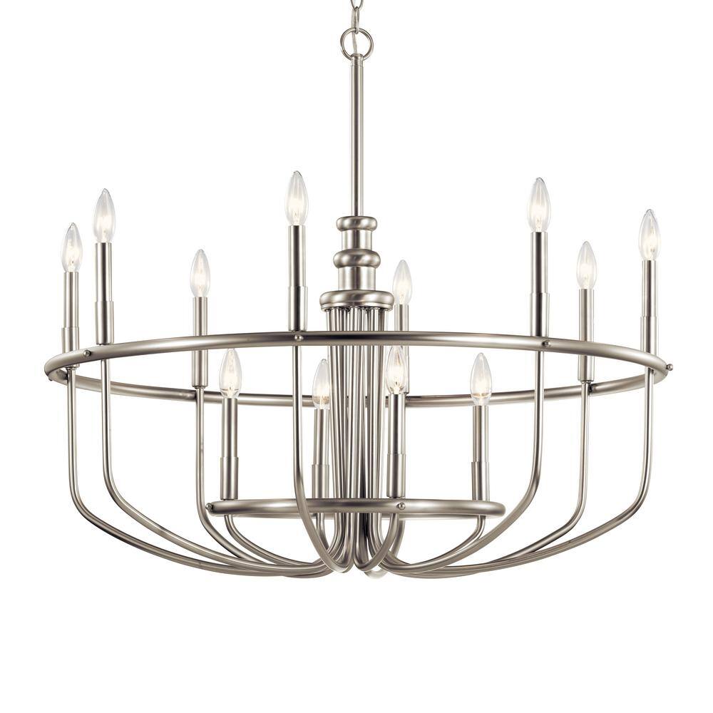 Capitol Hill Brushed Nickel 12-Light Candle Style Chandelier
