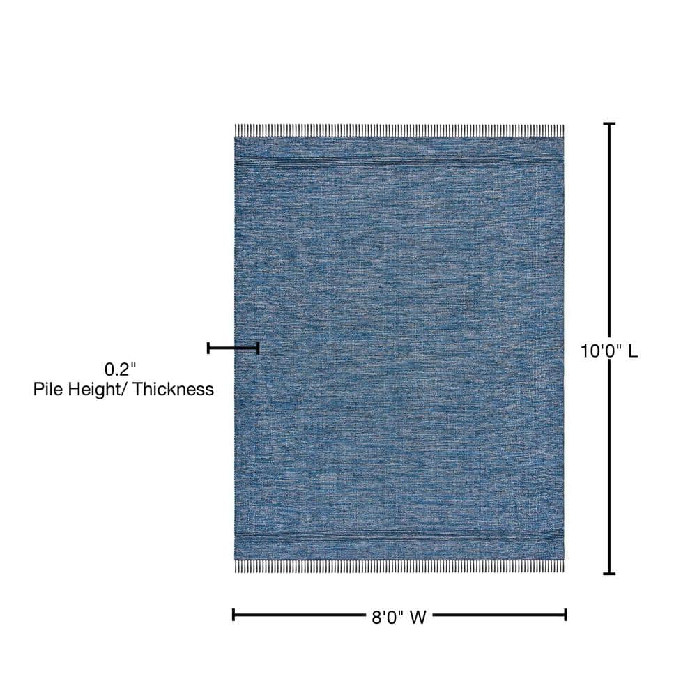 Handwoven Coastal Charm Blue Cotton 8' x 10' Area Rug