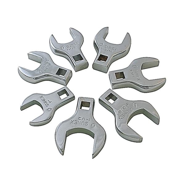 SUNEX TOOLS 1/2 in. Drive Fractional Jumbo Straight Crowfoot Wrench Set (7-Piece)