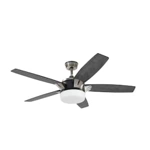 Kanali 52 in. Indoor Matt Black Ceiling Fan with LED Light and Remote Control