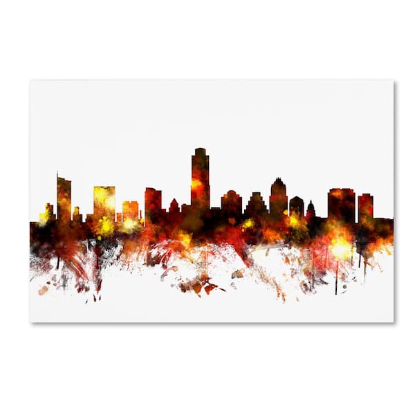 Trademark Fine Art Austin Texas Skyline III by Michael Tompsett Hidden Frame Architecture 22 in. x 32 in.