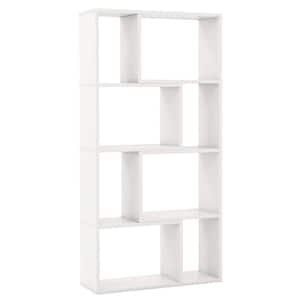 48 in. Tall White Engineered Wood 5-Shelf Geometric Bookcase with Open Storage, Tip-Resistant Hardware