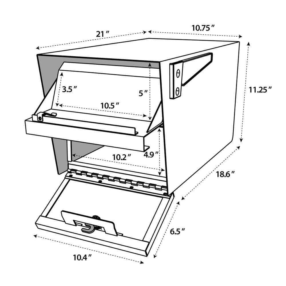 Black Granite Lockable Steel Post Mounted Mailbox