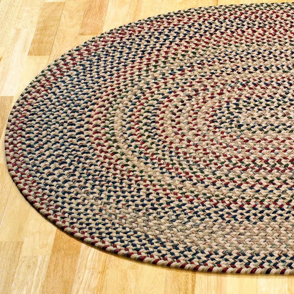 Burgundy Oval Braided Synthetic 2x3 Area Rug