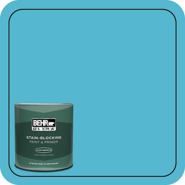 BEHR ULTRA 1 qt. #520B-5 Liquid Blue Extra Durable Semi-Gloss Enamel Interior Paint & Primer
