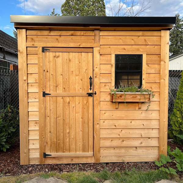 Garden Saver 8 ft. W x 4 ft. D Cedar Wood Single Door Shed with Metal Roof (32 sq. ft.)