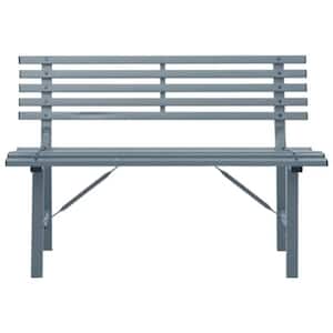 Gray 43.3 in. Metal Outdoor Bench without Cushion