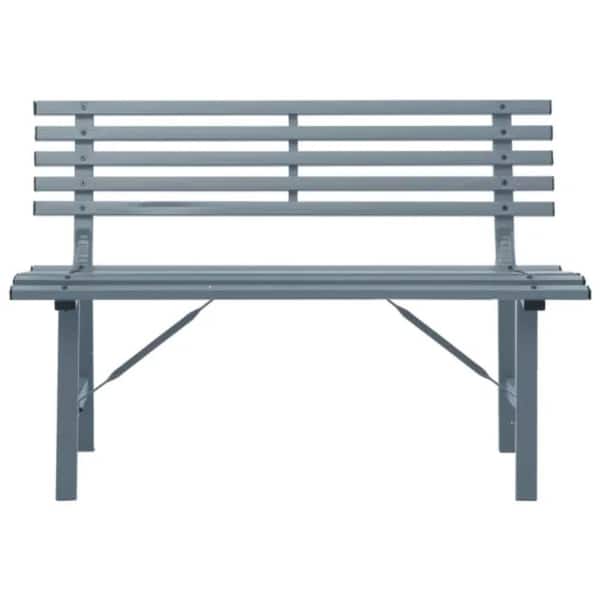 ITOPFOX Gray 43.3 in. Metal Outdoor Bench without Cushion