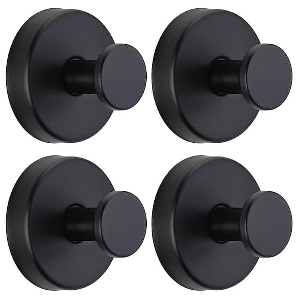 Suction Cup Hook Bathroom Towel Robe Loofah Holder in Matte Black for Shower Kitchen Mirrors Tile 4 Pack J-Hook