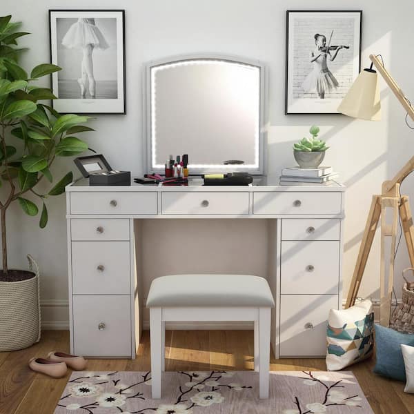 Loucie 3-Piece White Vanity Set (71.13 in. H x 47.25 in. W x 18 in. D)