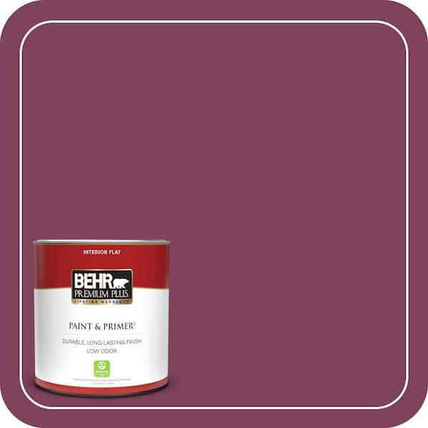 BEHR PREMIUM PLUS 1 qt. Home Decorators Collection #HDC-WR14-12 Cheerful Wine Flat Low Odor Interior Paint & Primer