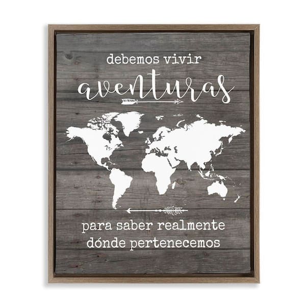 Stupell Industries Our Adventure Translation by Lettered and Lined Brown Floater Frame Typography Graphic Art Print 21 in. x 17 in.