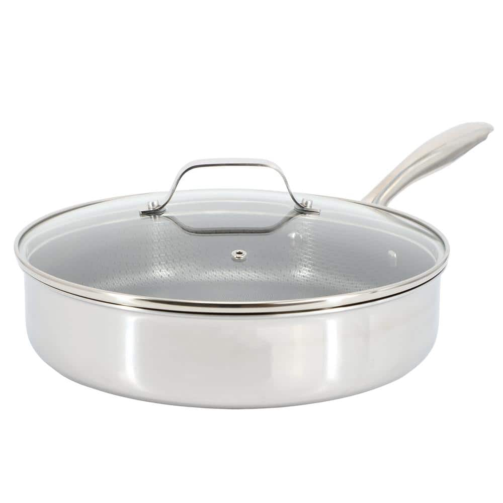 Oster Modessa 4.5 qt. Nonstick Triply Stainless-Steel Saute Pan with Honeycomb Design in Silver