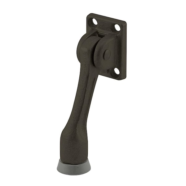 Door Holder 4 in. Drop Down Cast Iron Bronze Painted Color Gray Rubber