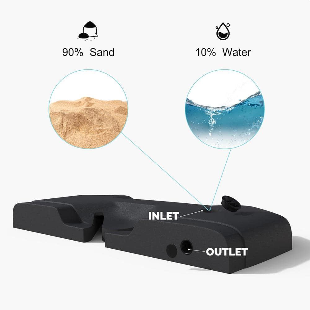 Black Heavy-Duty Plastic Water and Sand Filled Patio Umbrella Base