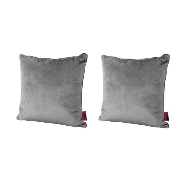 Noble House Ippolito Smoke Solid Polyester 18 in. x 18 in. Throw Pillow (Set of 2)