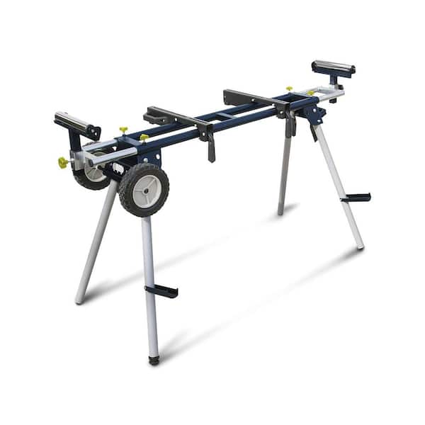 ‎POWERTEC Portable Miter Saw Stand w/ Quick-release Mounting Brackets, 330Lbs Load Capacity, 8" Wheels and 3-Prong Tripple Outlets